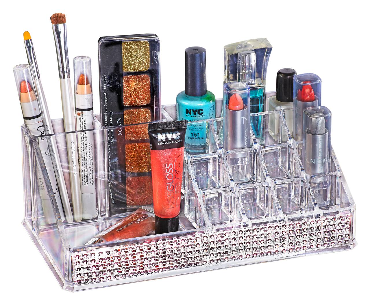 Laura Ashley 16 Section Cosmetic & Jewelry Holder in Pave Diamond Design